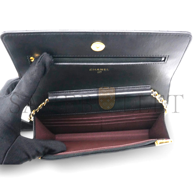 CHANEL LAMBSKIN QUILTED WALLET ON CHAIN AP0250 (19*13*3cm)